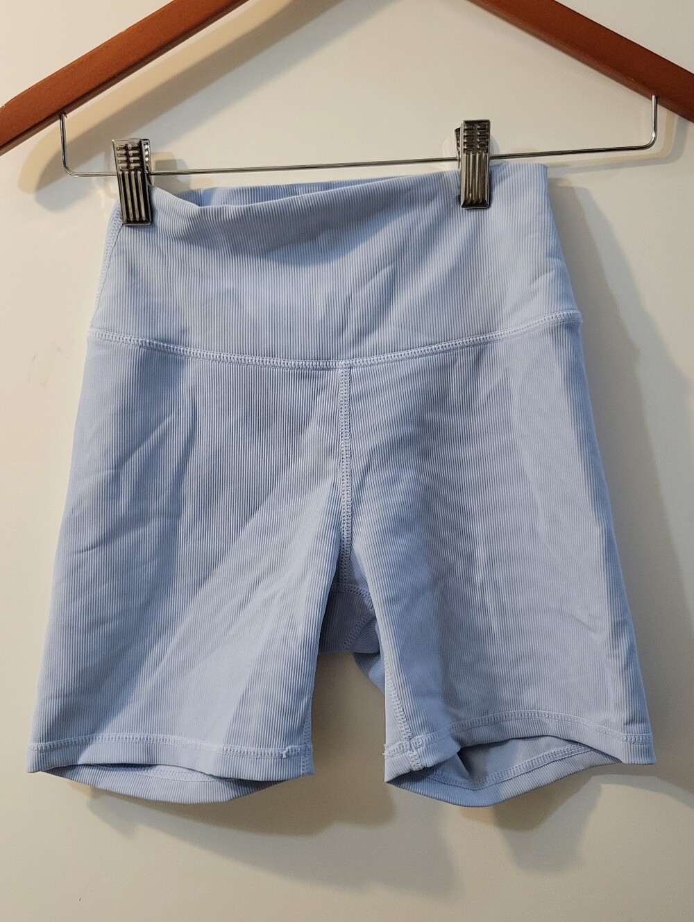Wilo The Label Light Blue High-Rise Workout Shorts Size XS